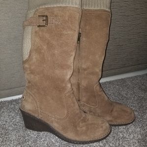 Uggs Skyfall Sweater Cuff Seude Cold Weather Wedge